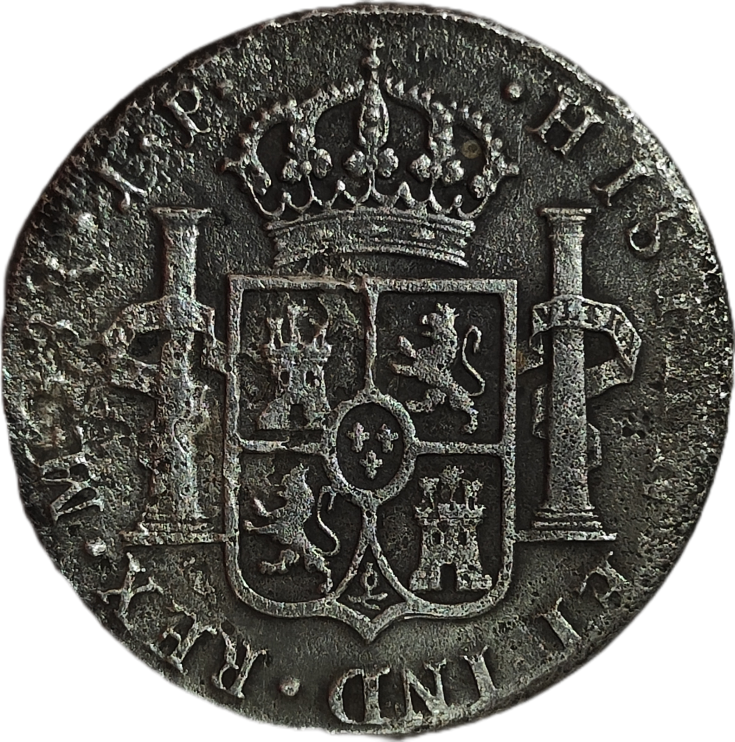 8 Reales Carlos IV 1803 Lima-Corrosión marina-