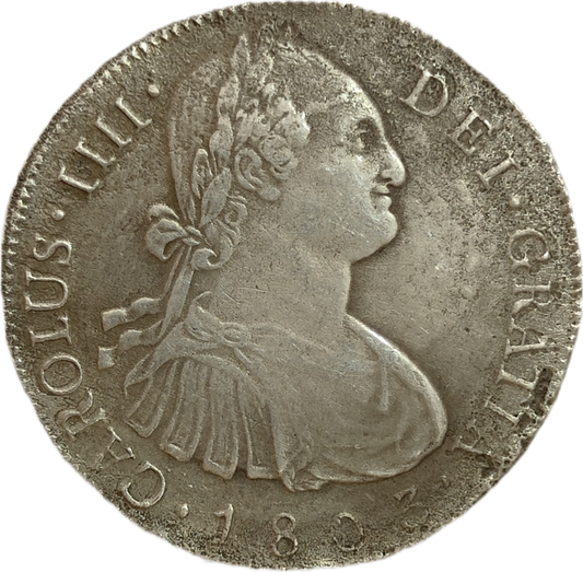 8 Reales Carlos IV 1803 Nueva Guatemala-Corrosión marina-Pesio caribeño-