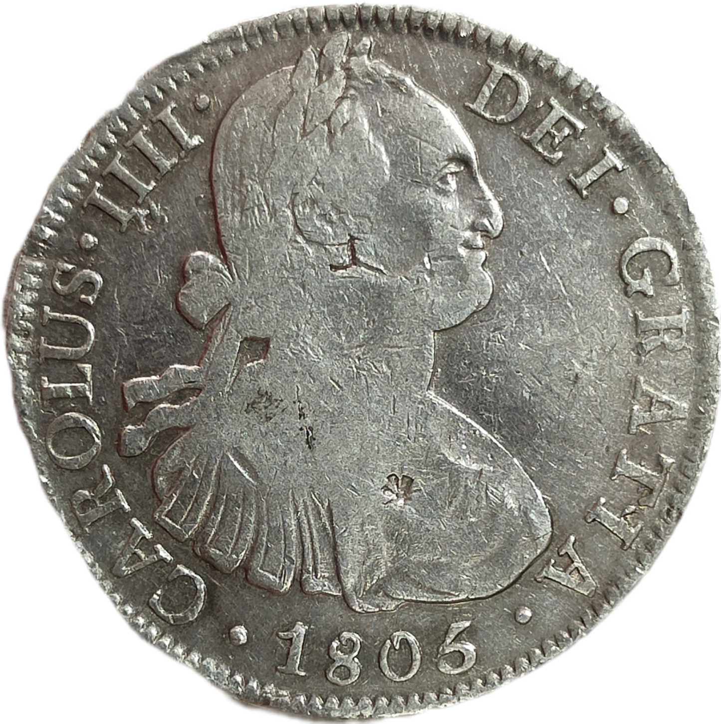 8 Reales Carlos IV 1805 México-Resellos Chinos-